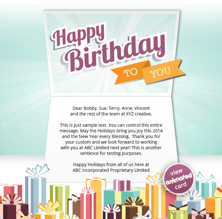 birthday wording email Happy & eCards  Employees Birthday  Clients Corporate